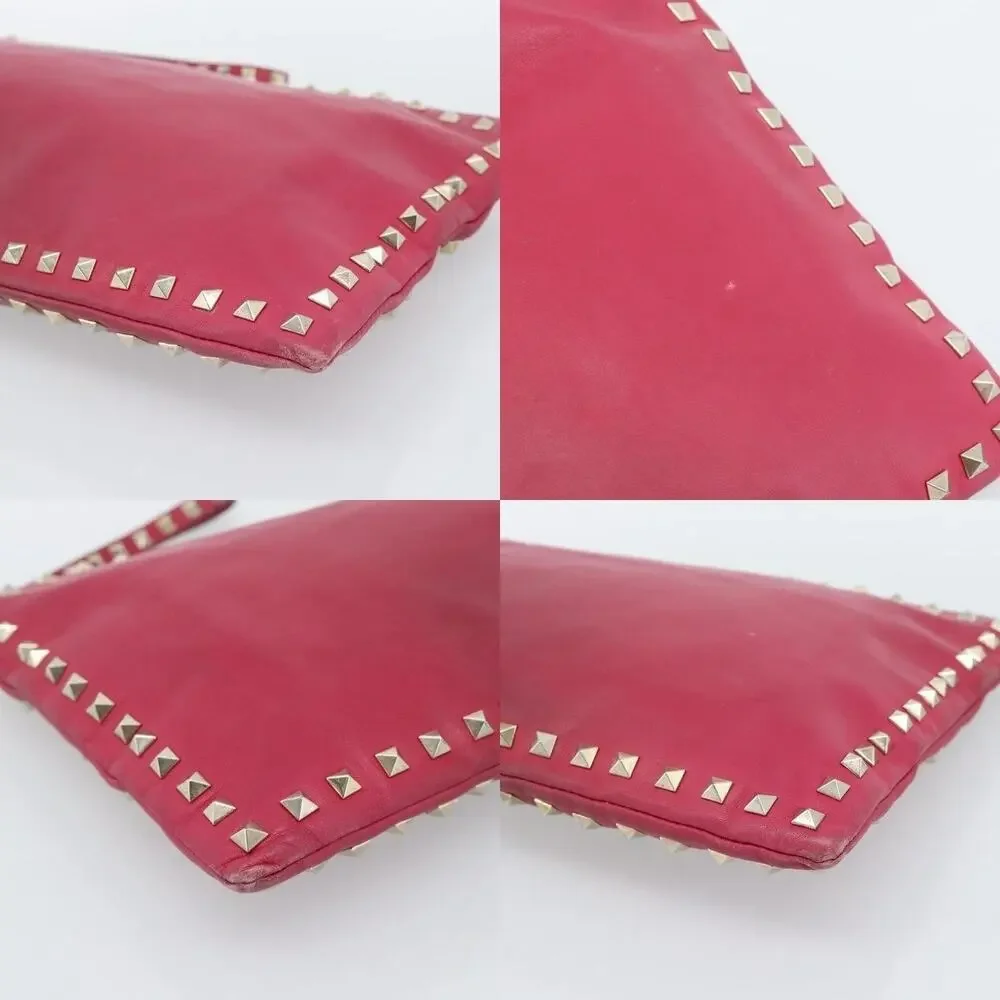 Valentino Leather Studs Clutch Pink